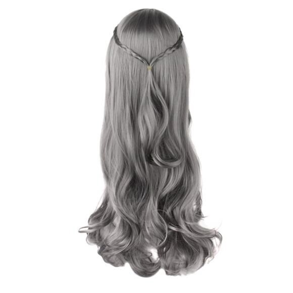 70cm/28 Inch Carve Bangs Beautiful Long Curly Wavy Hair Cosplay Wig(Granny Gray) - Picture 3 of 5